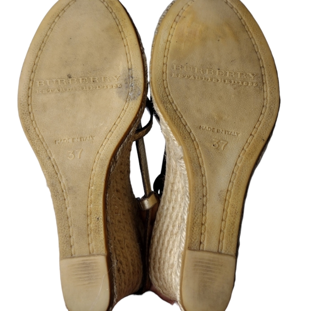 Burberry Wedge Espadrille Sandals 37 - Picture 5 of 6